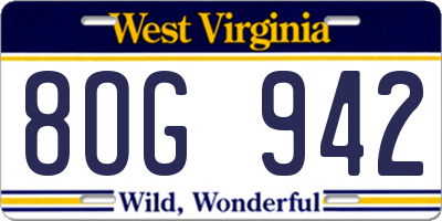 WV license plate 8OG942