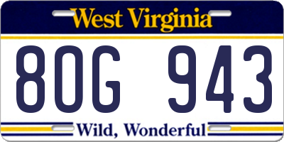 WV license plate 8OG943