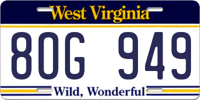 WV license plate 8OG949
