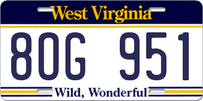 WV license plate 8OG951