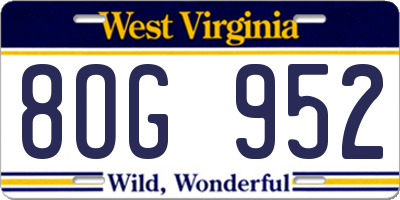 WV license plate 8OG952