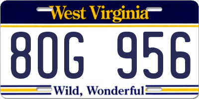 WV license plate 8OG956