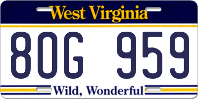 WV license plate 8OG959