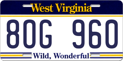 WV license plate 8OG960