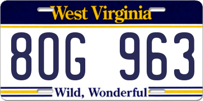 WV license plate 8OG963