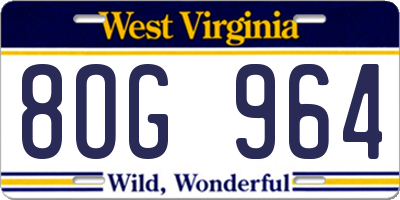 WV license plate 8OG964