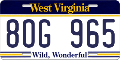 WV license plate 8OG965