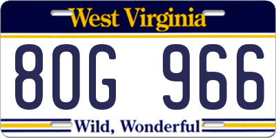 WV license plate 8OG966
