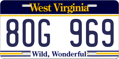 WV license plate 8OG969