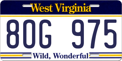 WV license plate 8OG975