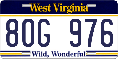 WV license plate 8OG976