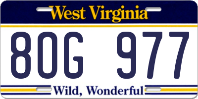 WV license plate 8OG977