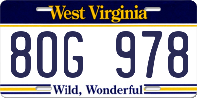 WV license plate 8OG978