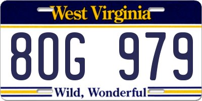 WV license plate 8OG979