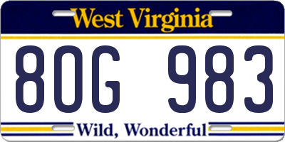 WV license plate 8OG983