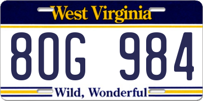 WV license plate 8OG984