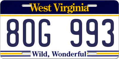 WV license plate 8OG993