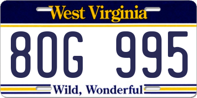 WV license plate 8OG995