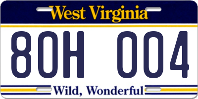 WV license plate 8OH004