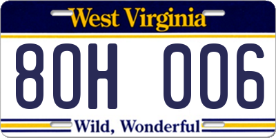 WV license plate 8OH006