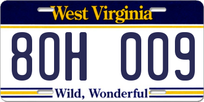 WV license plate 8OH009