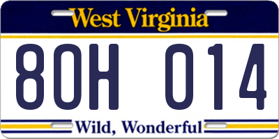 WV license plate 8OH014