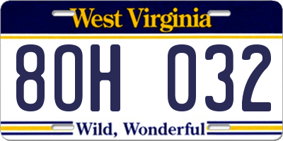 WV license plate 8OH032
