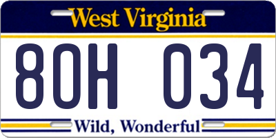 WV license plate 8OH034