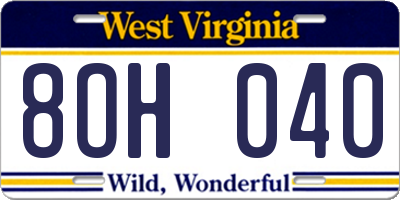 WV license plate 8OH040