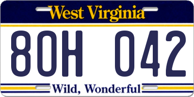 WV license plate 8OH042