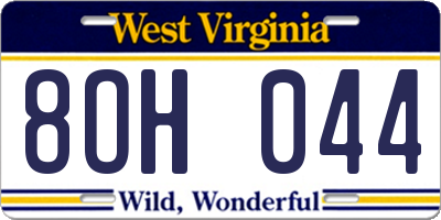 WV license plate 8OH044