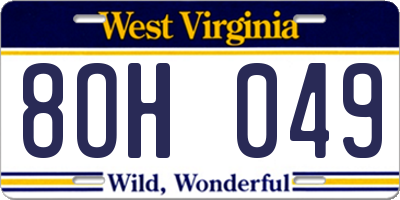 WV license plate 8OH049