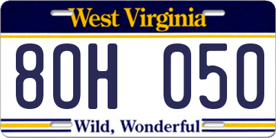 WV license plate 8OH050