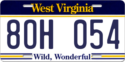 WV license plate 8OH054