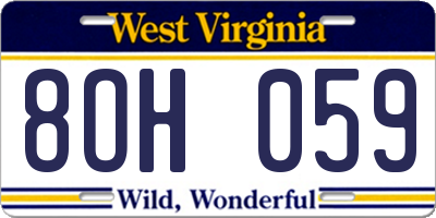 WV license plate 8OH059