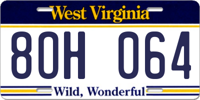 WV license plate 8OH064