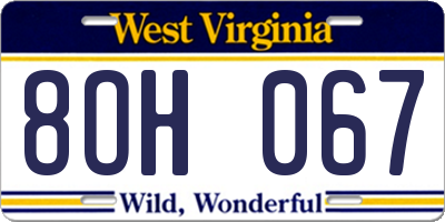 WV license plate 8OH067