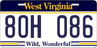 WV license plate 8OH086