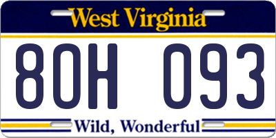 WV license plate 8OH093