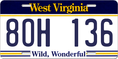WV license plate 8OH136