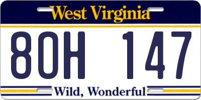 WV license plate 8OH147
