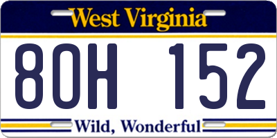 WV license plate 8OH152