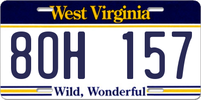 WV license plate 8OH157