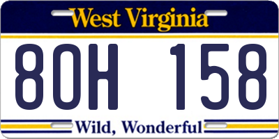WV license plate 8OH158