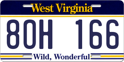 WV license plate 8OH166