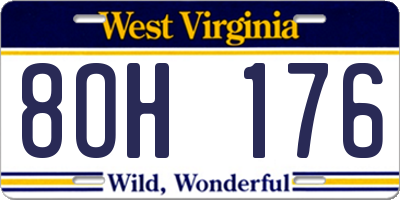 WV license plate 8OH176