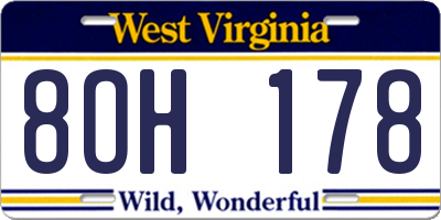 WV license plate 8OH178