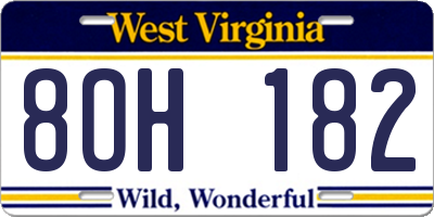 WV license plate 8OH182