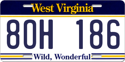 WV license plate 8OH186