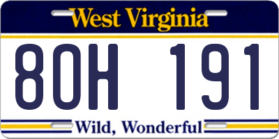 WV license plate 8OH191